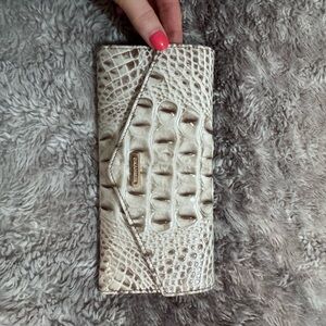 Brahmin Cream Croc-Embossed Clutch
